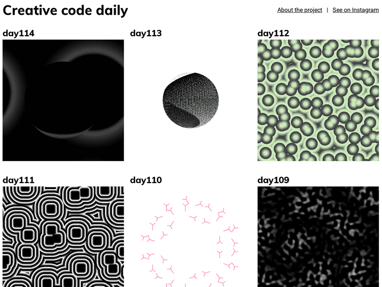 Screenshot of Creative code daily