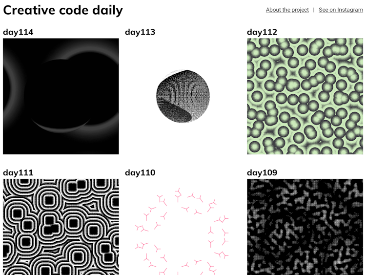 Screenshot of Creative code daily
