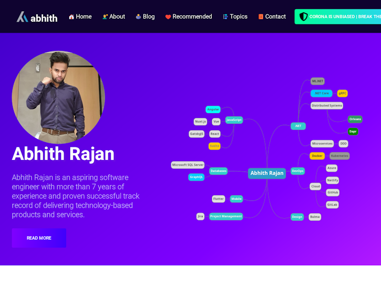 Screenshot of Abhith Rajan – Coder, Blogger, Biker, Full Stack Developer