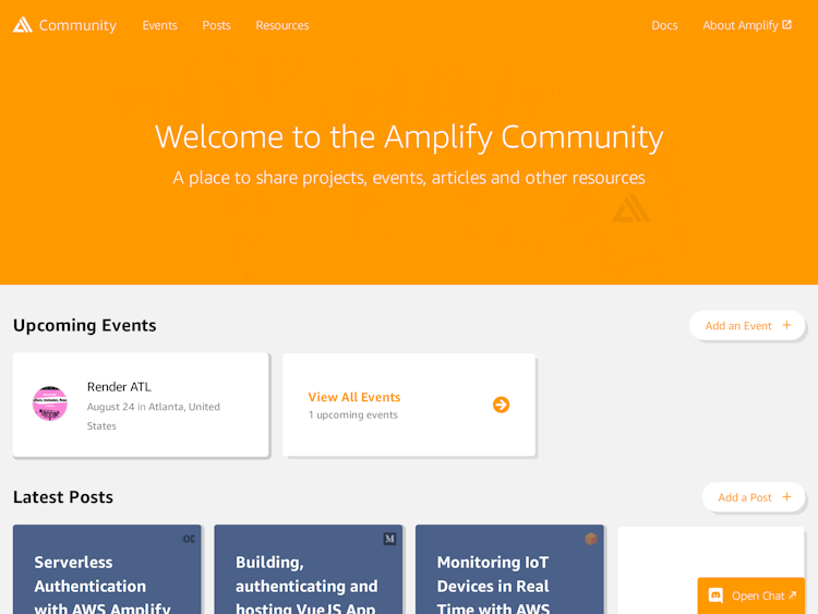 Screenshot of AWS Amplify Community