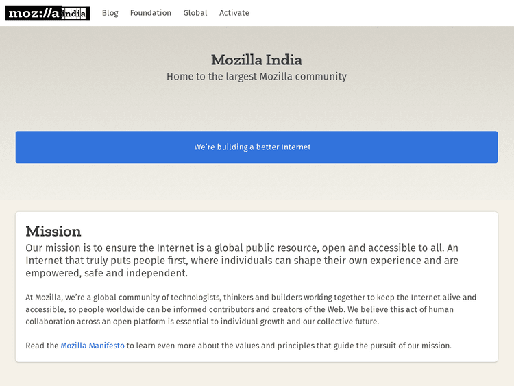 Screenshot of Mozilla India