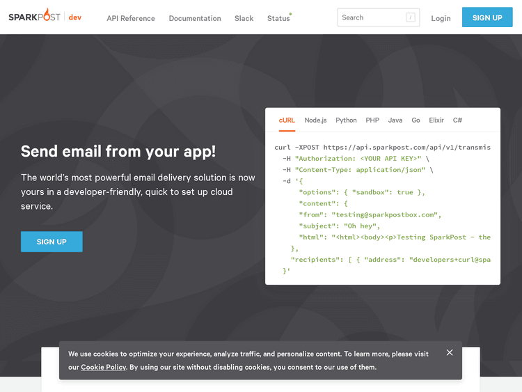 Screenshot of SparkPost Developers