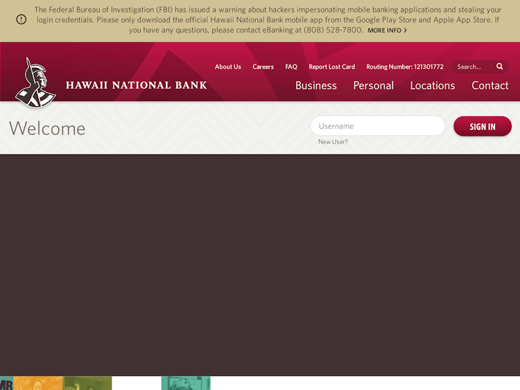 Screenshot of Hawaii National Bank