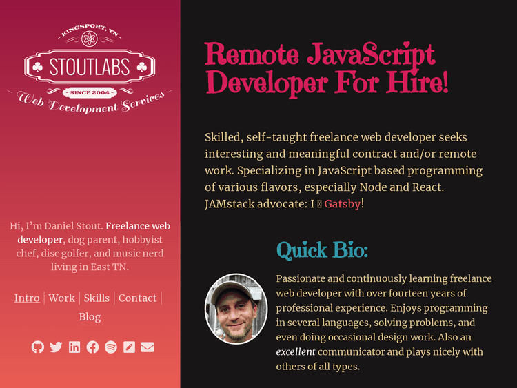 Screenshot of StoutLabs