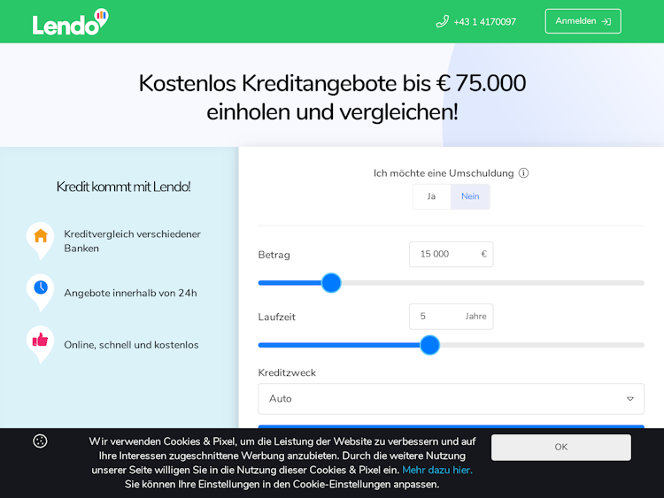 Screenshot of Lendo Austria