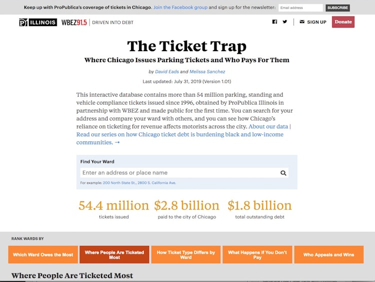 Screenshot of The Ticket Trap (ProPublica)