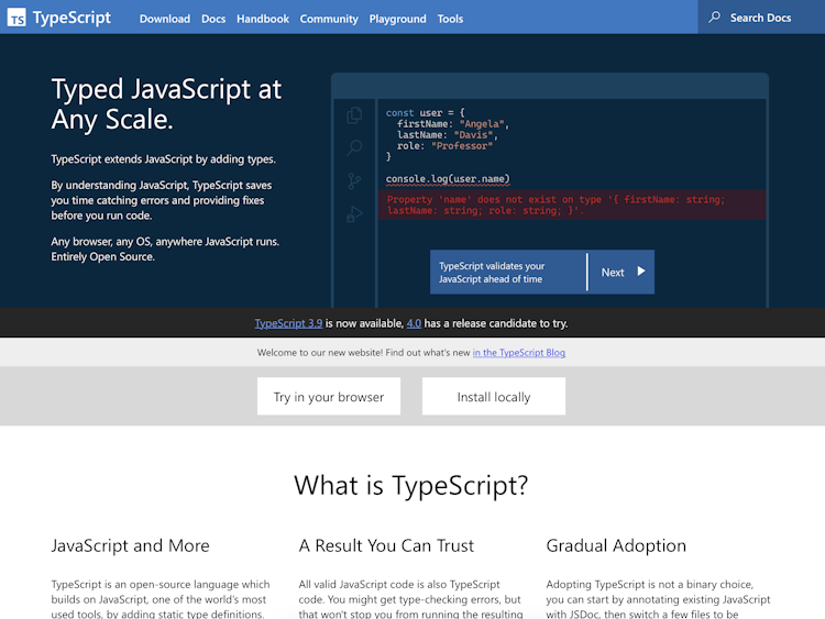Screenshot of Typescript
