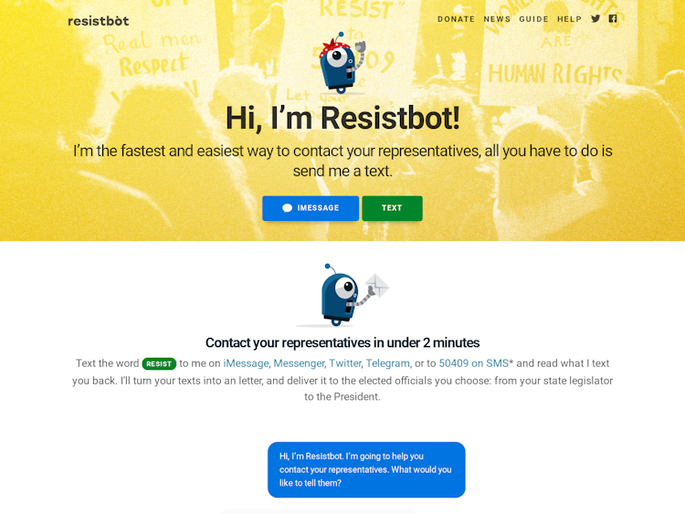 Screenshot of Resistbot