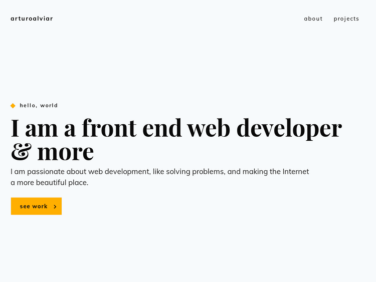 Screenshot of Arturo Alviar’s Portfolio