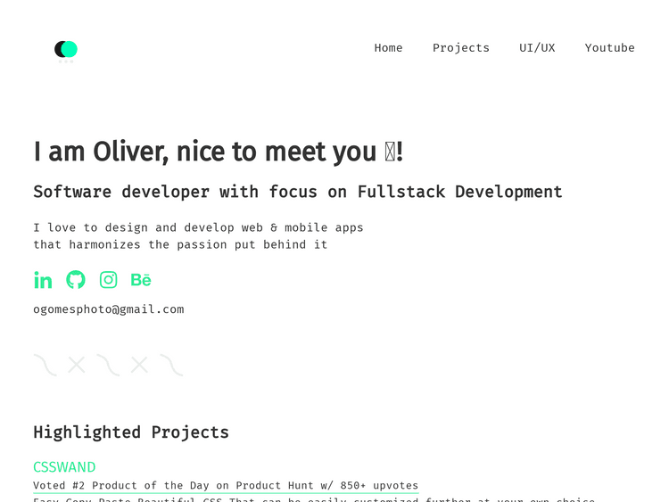Screenshot of Oliver Gomes Portfolio