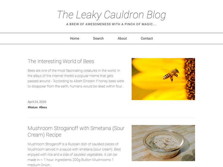 Screenshot of The Leaky Cauldron Blog