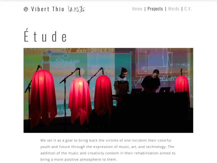 Screenshot of Vibert Thio’s Portfolio