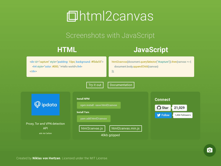 Screenshot of html2canvas
