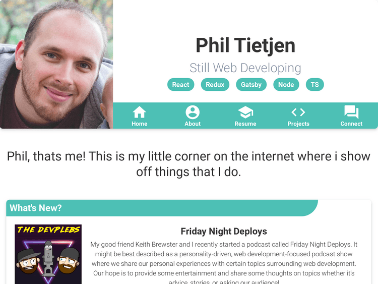 Screenshot of Phil Tietjen Portfolio