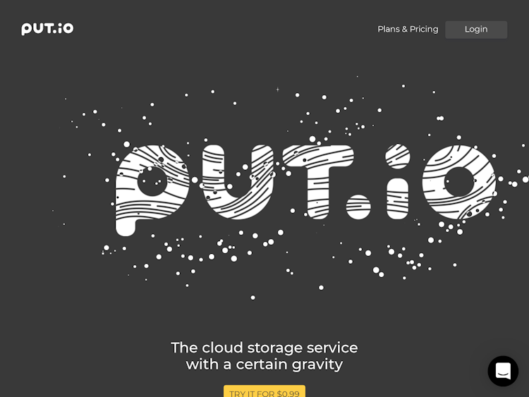 Screenshot of Landing page of Put.io