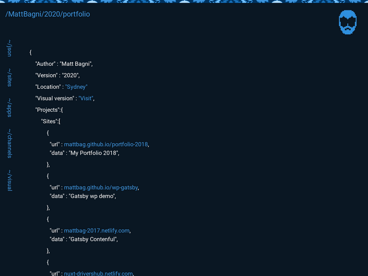 Screenshot of Matt Bagni Portfolio 2018