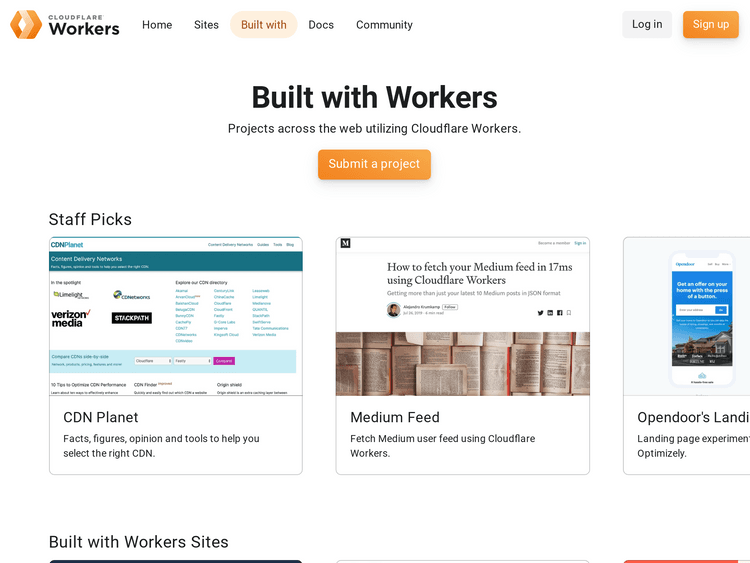 Screenshot of Built with Workers