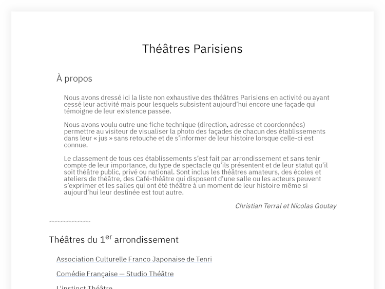 Screenshot of Théâtres Parisiens