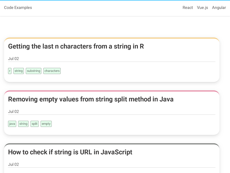 Screenshot of Code Examples