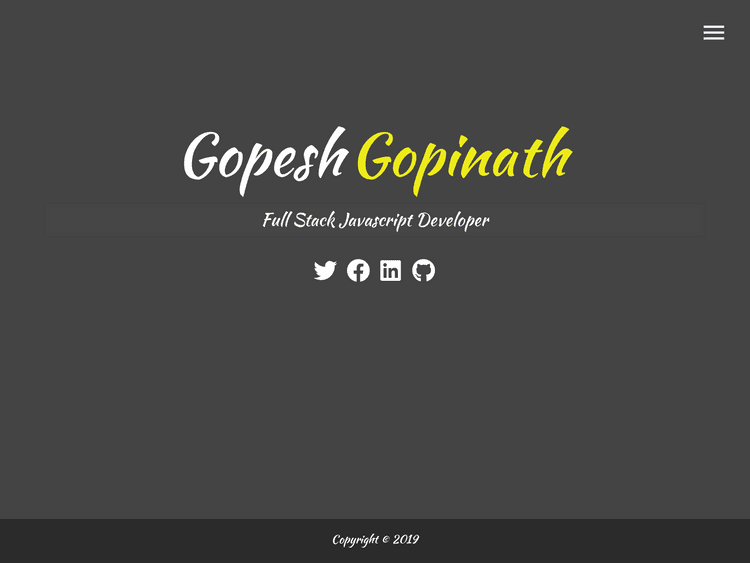 Screenshot of Gopesh Gopinath – Full Stack JavaScript Developer