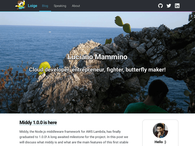 Screenshot of Luciano Mammino’s blog