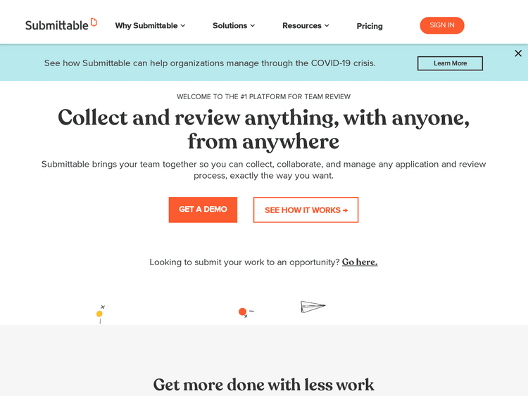 Screenshot of Submittable