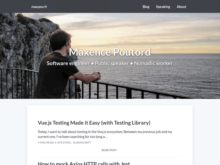 Screenshot of Maxence Poutord’s blog
