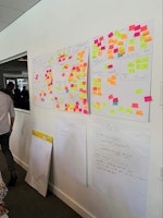 Sticky notes on a wall of unconference topics discussed at Gatsby days