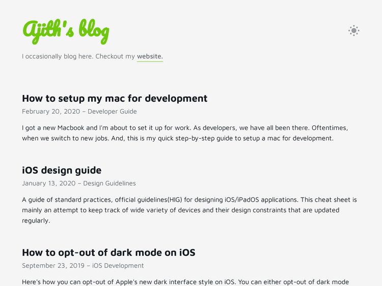 Screenshot of Ajith’s blog