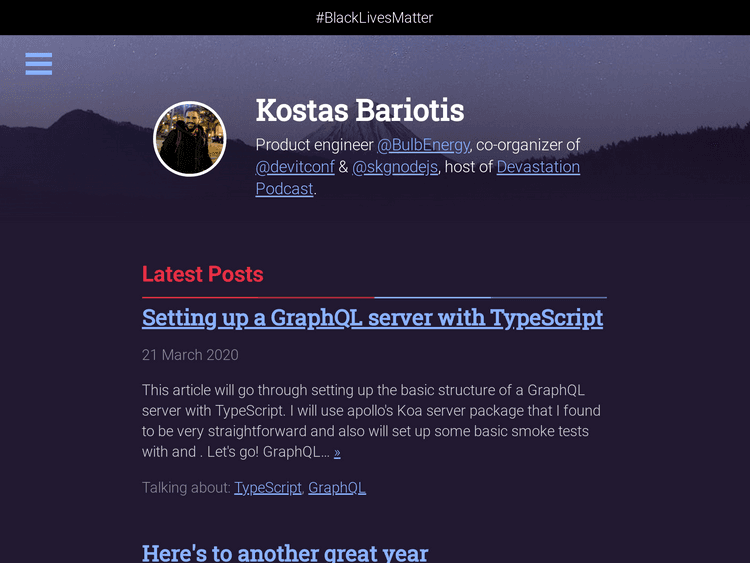 Screenshot of Kostas Bariotis’ Blog