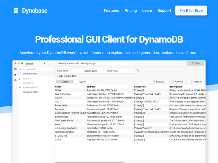 Screenshot of Dynobase