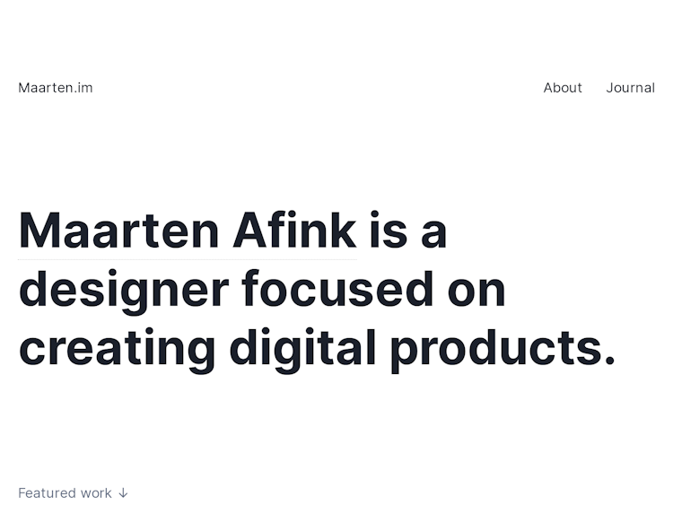 Screenshot of Personal website of Maarten Afink