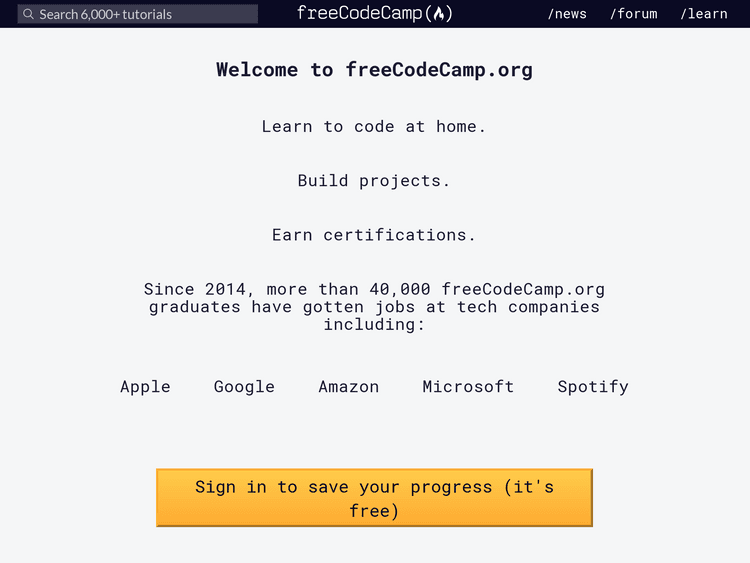 Screenshot of freeCodeCamp curriculum