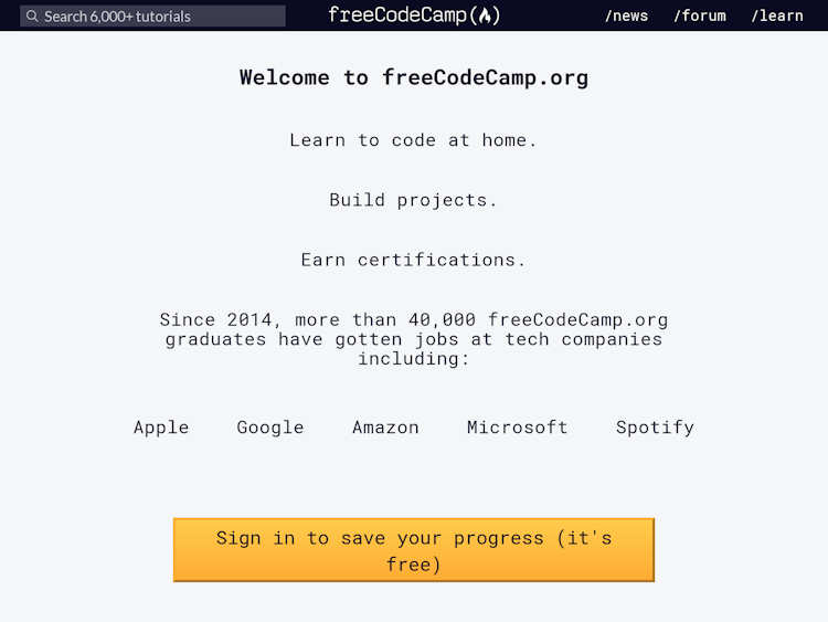 Screenshot of freeCodeCamp curriculum
