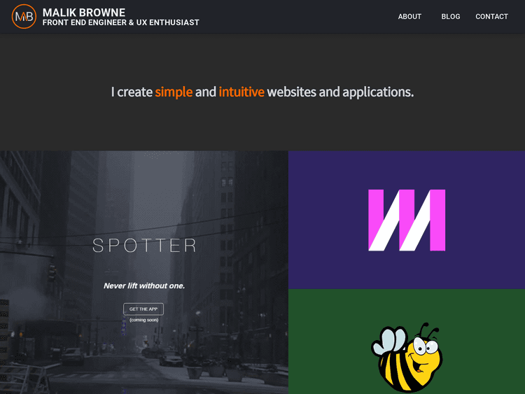 Screenshot of Malik Browne Portfolio 2018