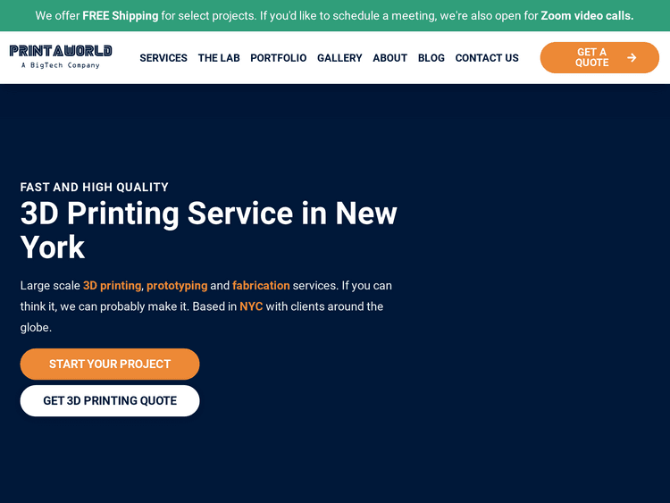 Screenshot of PrintAWorld | A 3D Printing and Fabrication Company