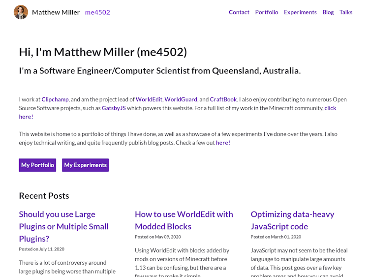 Screenshot of Matthew Miller (Me4502)