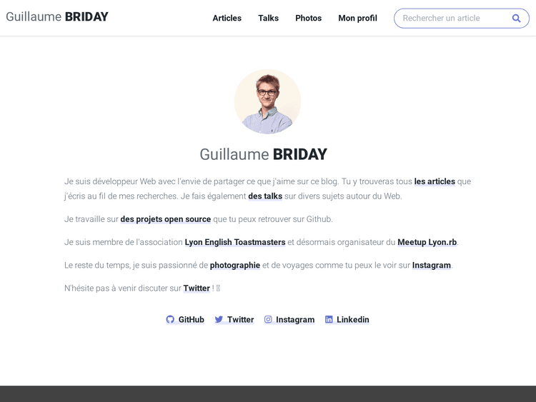 Screenshot of Guillaume Briday’s Blog