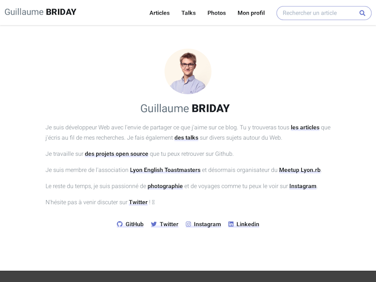 Screenshot of Guillaume Briday’s Blog