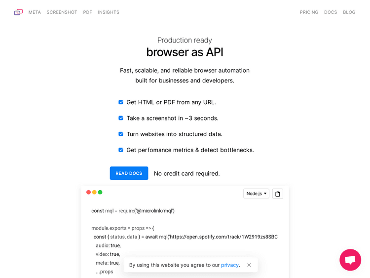 Screenshot of Microlink