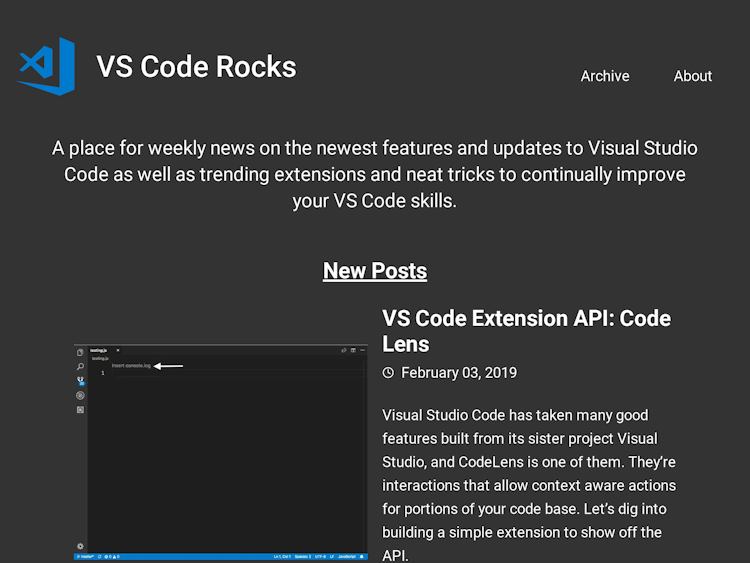 Screenshot of VS Code Rocks