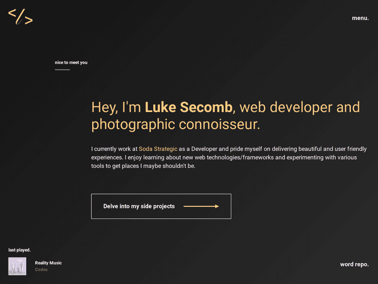 Screenshot of Luke Secomb Digital