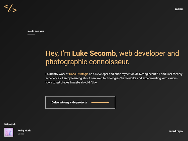 Screenshot of Luke Secomb Digital