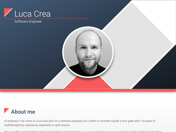 Screenshot of Luca Crea’s portfolio