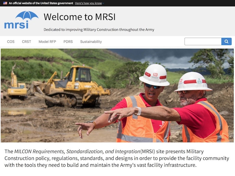 Screenshot of US Military Construction Standards
