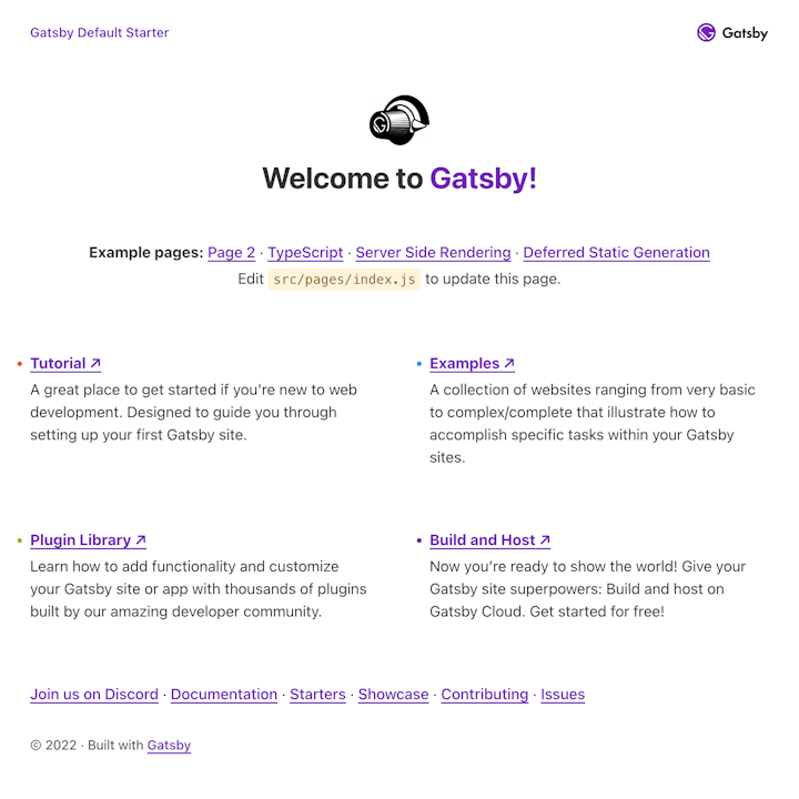 Screenshot of gatsby-starter-default