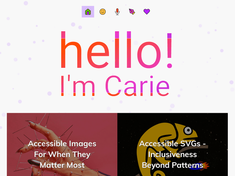Screenshot of Carie Fisher brings accessibility + fun to the web