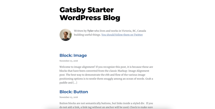 Screenshot of gatsby-starter-wordpress-blog