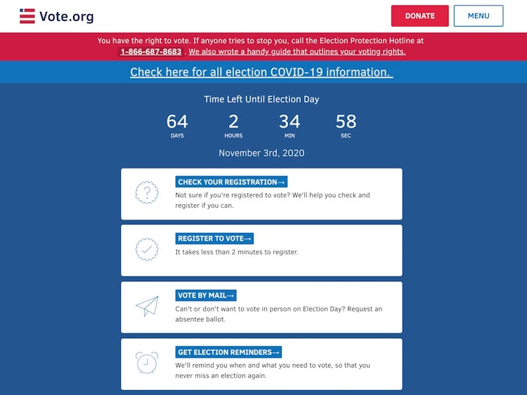 Screenshot of Vote.org