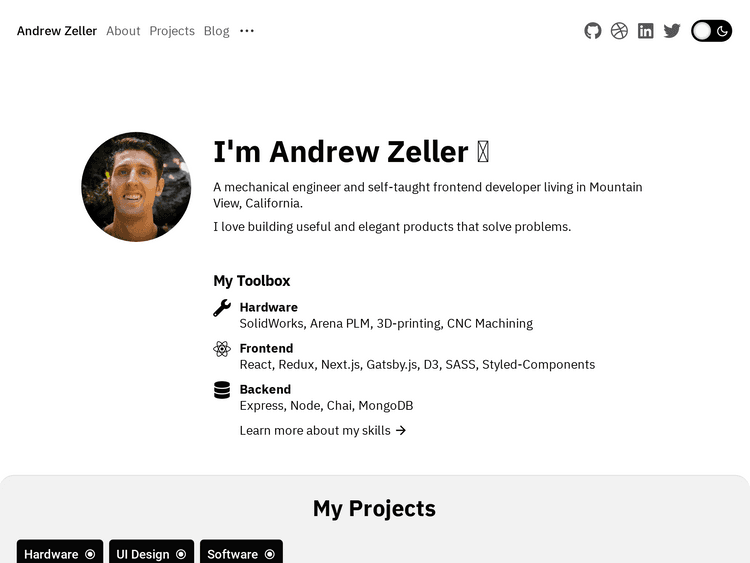 Screenshot of Andrew Zeller